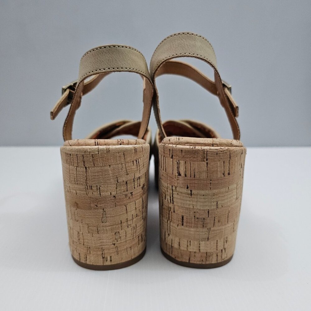 Korks By Kork Ease Calda Platform Sandal Women 10 Beige Cork Chunky Heel Y2K NEW - Picture 9 of 13